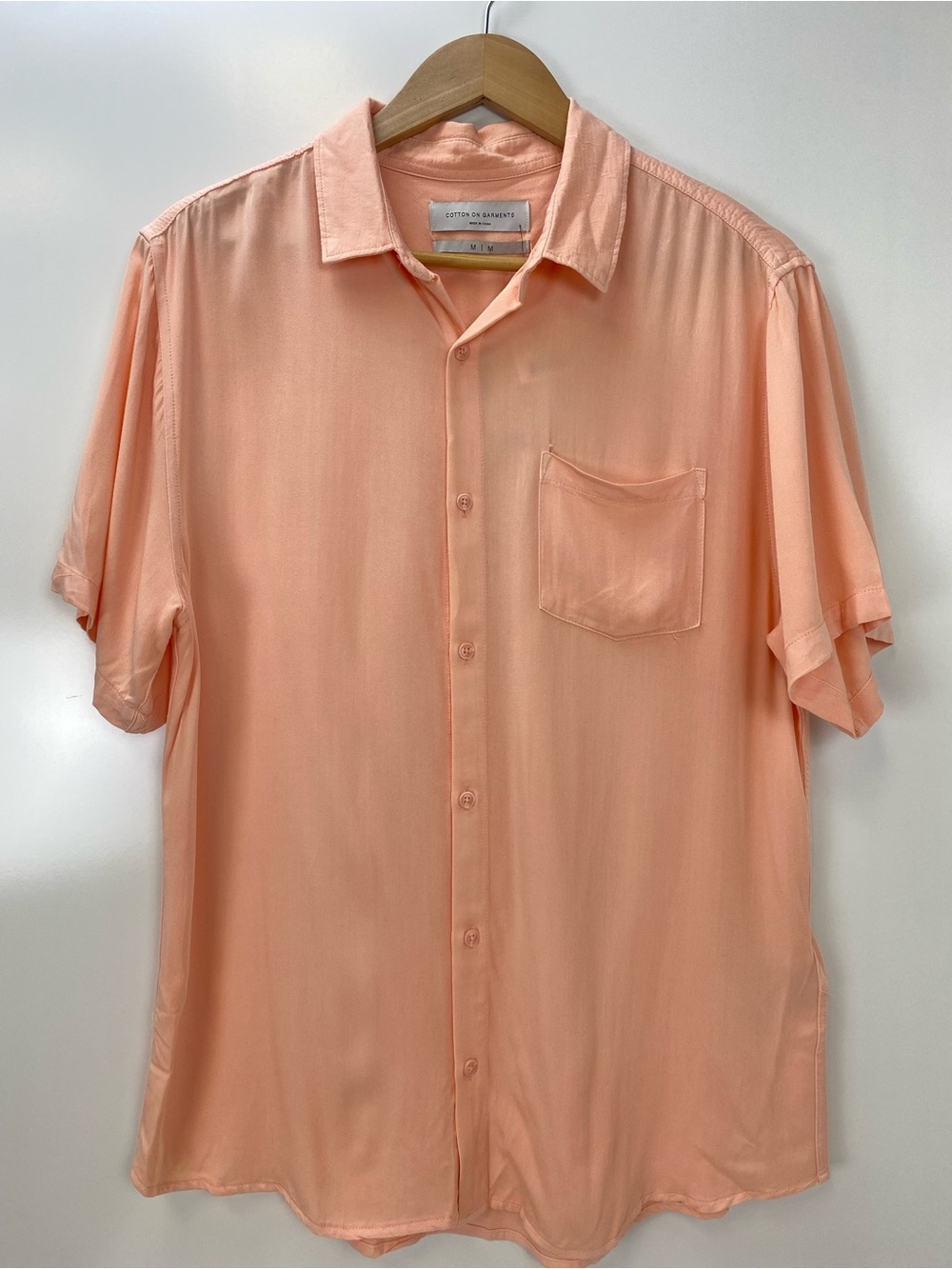 Cotton On Men Peach Short Sleeve Button-Down Shirt
